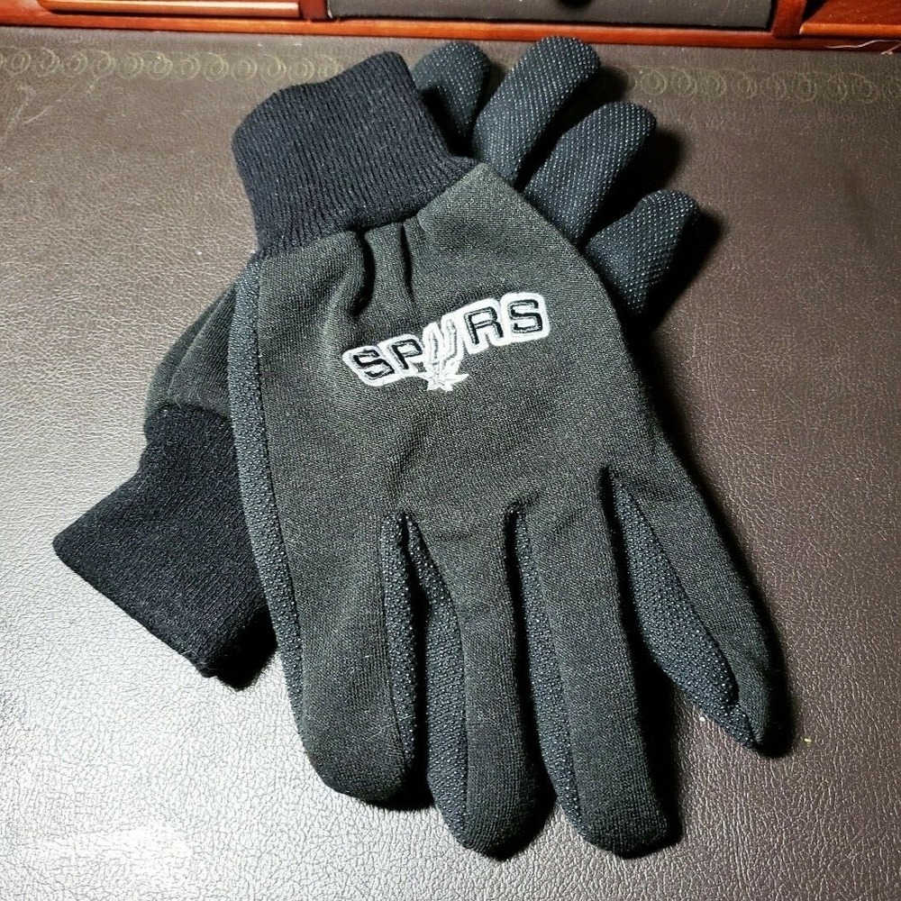 Men's San Antonio Spurs Warm Black Cold-Weather Winter Gloves Size L‎